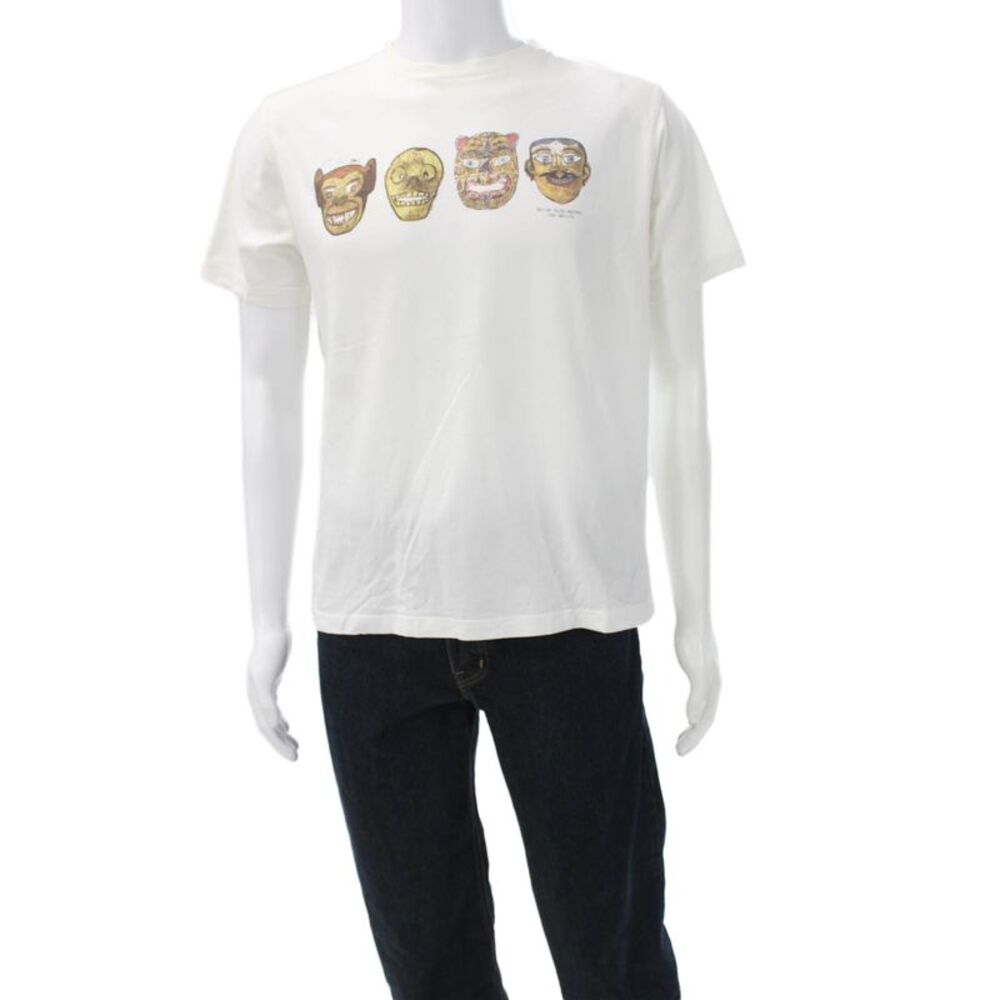 Paul Smith Mens White Cotton Crew Neck Graphic Art T-Shirt Short Sleeve Size L